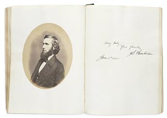 (MAINE.) Heavily annotated Bowdoin College photograph album / yearbook for the Class of 1860.